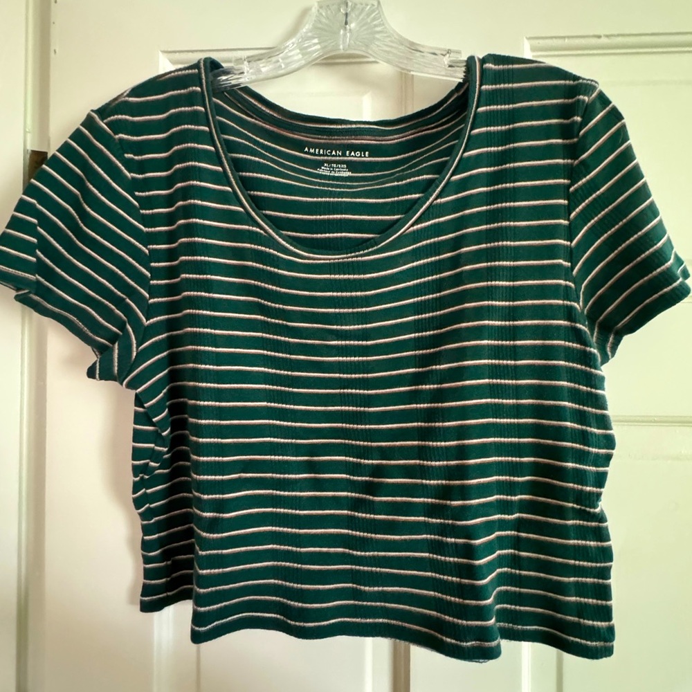 Scoop neck striped tee